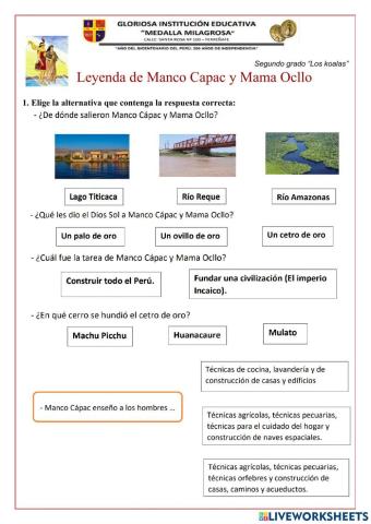 Leyenda de manco capac y mama ocllo