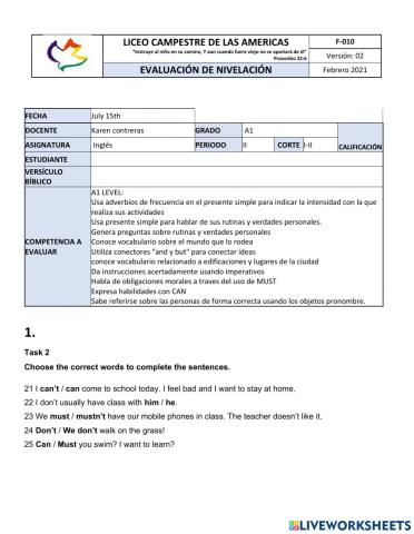 NIVELACION A1-SEGUNDO PERIODO