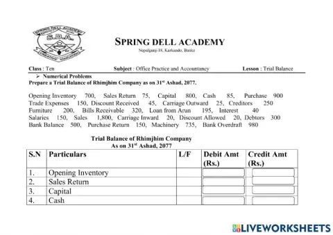 Trial Balance