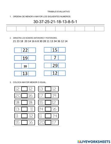 Tabajo evaluativo de matematica