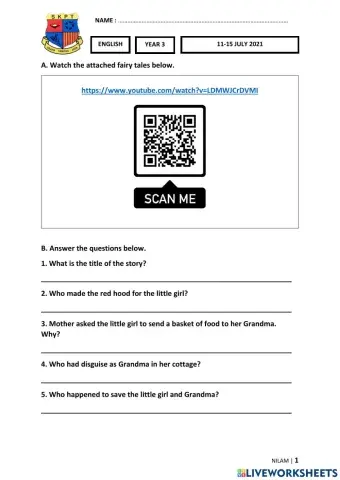 ENG Y3 Week 23 (11-15 JULY) Worksheets 3 (NILAM)