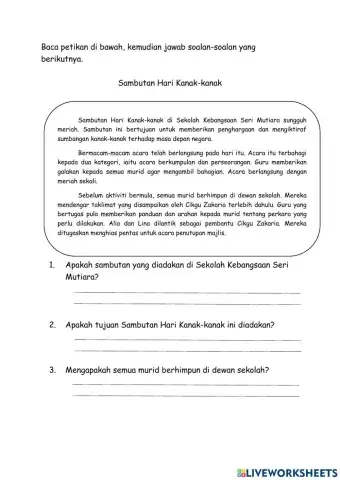 Soalan pemahaman tahun 2