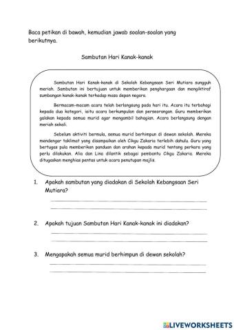 Soalan pemahaman tahun 2