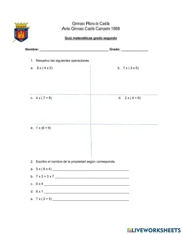 Quiz propiedades multiplicación