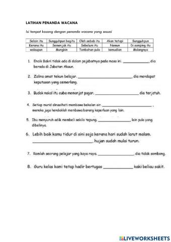 Latihan Penanda Wacana Tahun 6