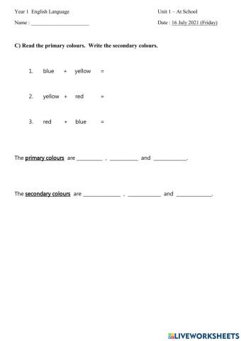 At School - primary and secondary colours