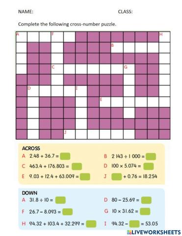 Multiply and divide decimals year 4