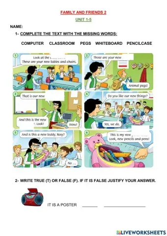 Family and friends 2- test unit 1 to 5