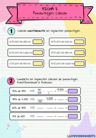Ficha 2 - Cálculo de porcentajes
