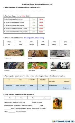 Unit 2 Now I know Review-Animals