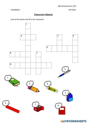 Crossword classroom objects