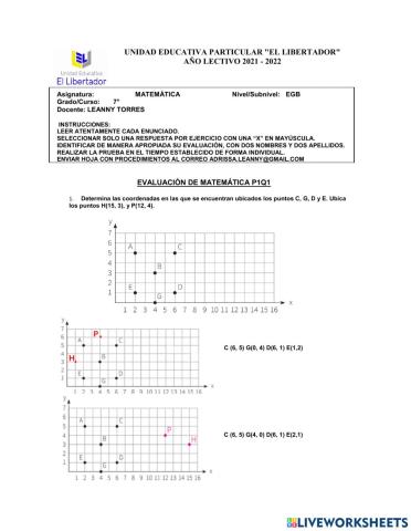 7mo evaluación de matemática