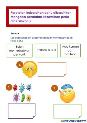 Membersihkan peralatan kebersihan diri