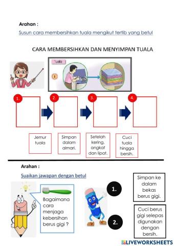 Membersihkan peralatan kebersihan diri 2