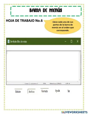 Barra de menús bloc de notas