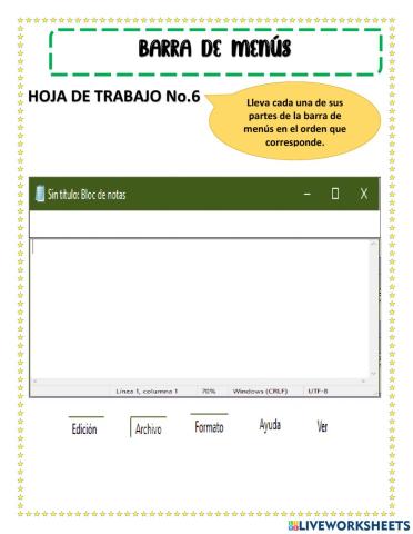 Barra de menús bloc de notas