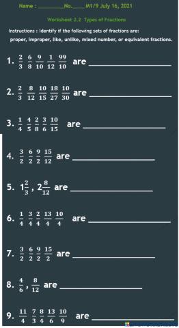 Unit 2 : types of fractions