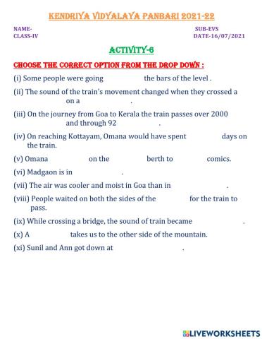 Choose correct answers from the drop down menu