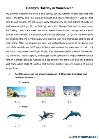 Reading: A Holiday to Vancouver