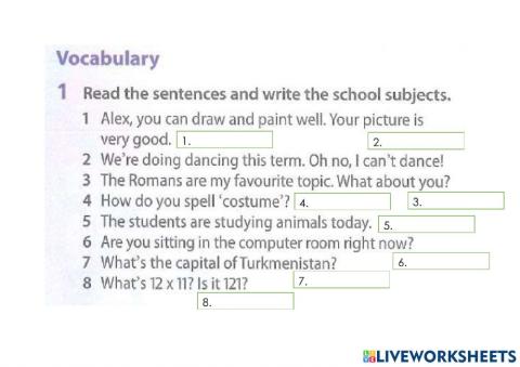 Learning World : Review : Vocabulary