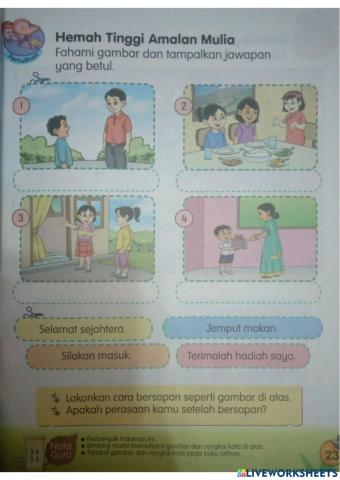 Pendidikan Moral Tahun1 Hemah Tinggi Amalan Mulia