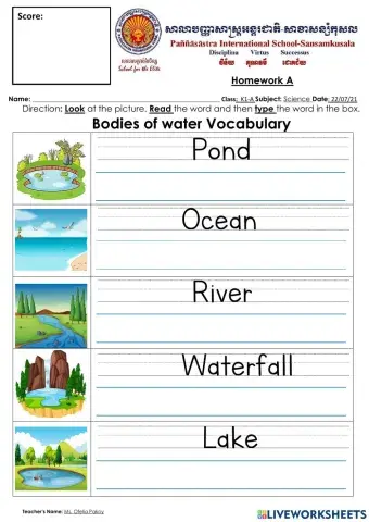 Bodies of water and Landforms