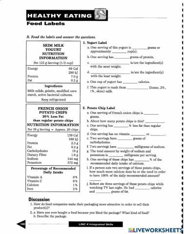 Food Labels - Comparison