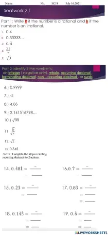 Rational and Irrational Numbers