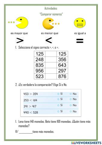 Comparación de números 