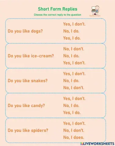 Short Answers to Do you like ...