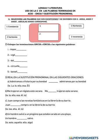 Uso de la C -sustitución Pronominal