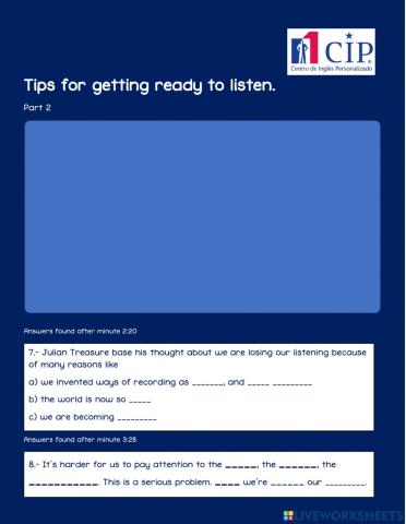Tips for getting ready to listen Part 2