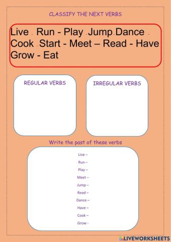 Regular and irregular verbs