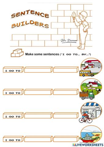 I go to... by... (Sentence Builders)