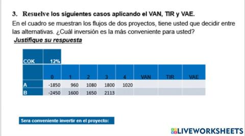 Criterios de evaluación de inversión Básico 1