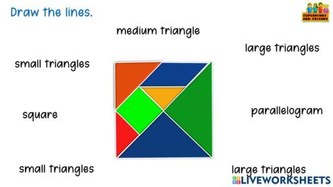 Worksheet for TANGRAM, SHAPES- super minds unit 2 let's play tangram project pg 31