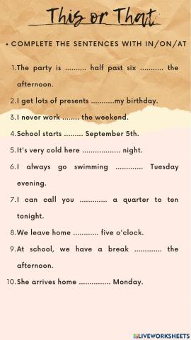 Prepositions of time