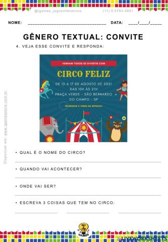 Gênero Textual - Convite - Parte 3