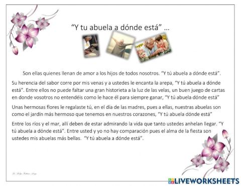 Lectura -Y tu abuela donde esta-