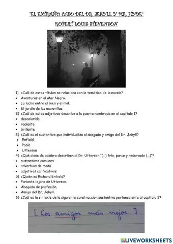 El extraño caso del Dr. Jekyll y Mr. Hyde. Literatura y Gramática