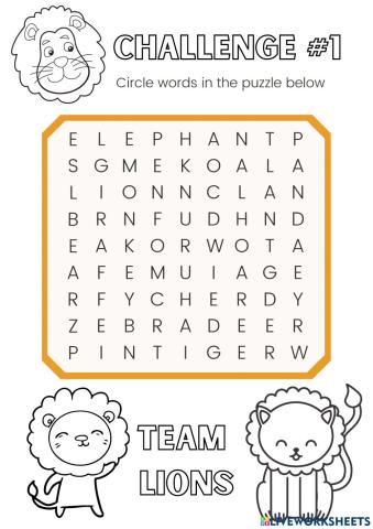 Lions word search