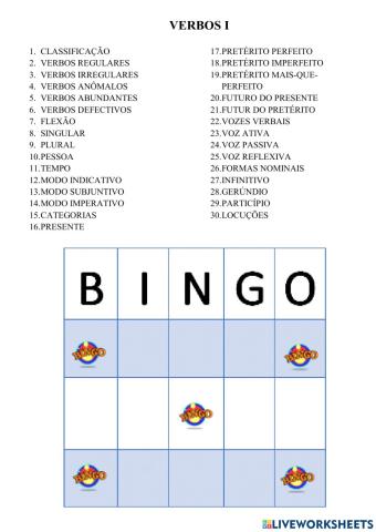 Bingo - verbos i