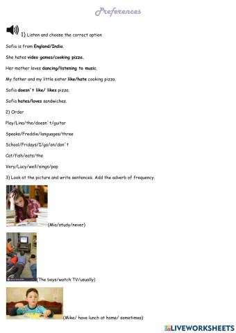 Preferences-Present simple