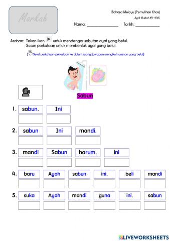Perkataan KV+KVK (Bacaan & Pemahaman)