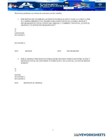 Problema con sistemas de ecuaciones con 2 variables