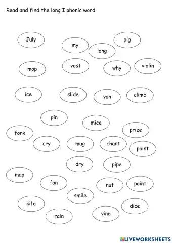 Long I phonics word
