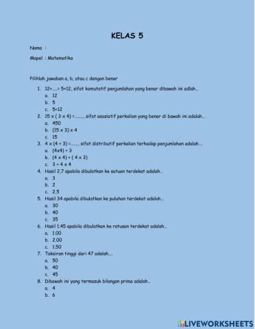 Kelas 5 bimbel an nafii