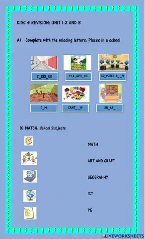 Revision kids 4 units 1-2-3