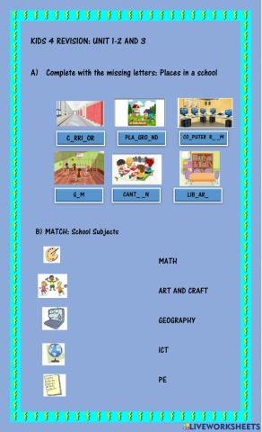 Revision kids 4 units 1-2-3