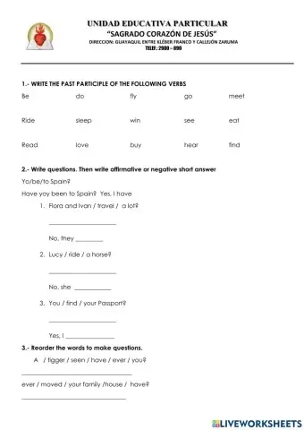 Present perfecte excercise